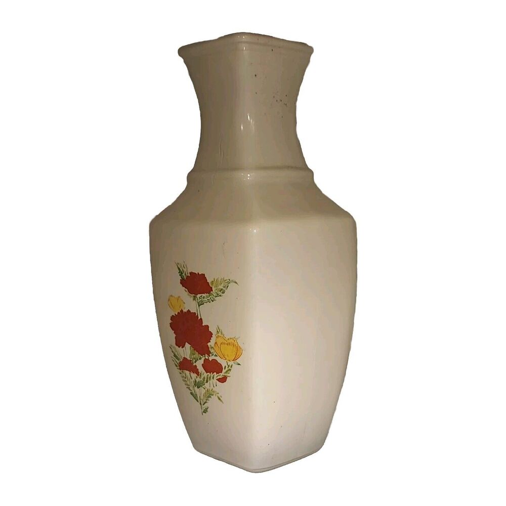 IMARI Bud Vase Milk Glass Orange Multi Floral 7" Avon 1991 - Picture 4 of 12